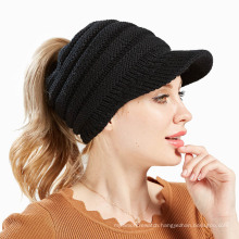 New style winter Ladies Soft Knitted Baseball Toboggan hat outdoor warm hat